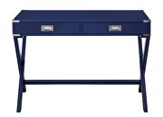 Navy blue finish rectangular top and x-base writing desk by Acme additional picture 4