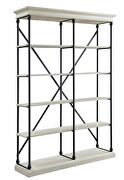 White & black finish metal tube frame w/ wood shelves classic bookshelf by Acme additional picture 2