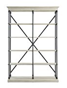 White & black finish metal tube frame w/ wood shelves classic bookshelf by Acme additional picture 3