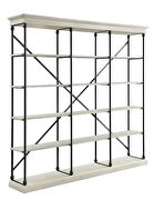 White & black finish metal tube frame with wood shelves classic bookshelf by Acme additional picture 2