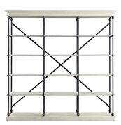 White & black finish metal tube frame with wood shelves classic bookshelf by Acme additional picture 3