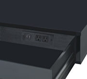 Black high gloss top & chrome finish base desk w/ built-in usb port by Acme additional picture 2