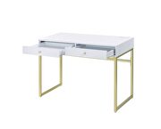 White top & brass finish base desk w/usb port by Acme additional picture 2