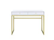 White top & brass finish base desk w/usb port by Acme additional picture 3