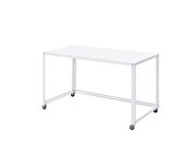 White finish top and metal frame writing desk by Acme additional picture 2