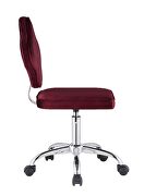 Red velvet upholstery/ clover leaf shaped back office chair by Acme additional picture 6