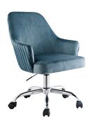 Blue velvet fully covered tempting texture office chair by Acme additional picture 2