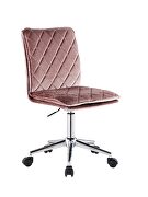 Pink velvet fully covered tempting textures office chair by Acme additional picture 2