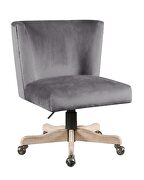Gray velvet padded seat and back swivel office chair by Acme additional picture 2