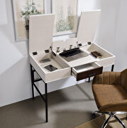 Natural top & black finish base industrial design desk by Acme additional picture 2