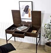 Oak top & black finish base industrial design desk by Acme additional picture 2