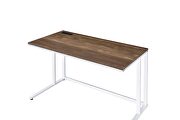 Walnut top & white finish metal open base desk w/ usb port additional photo 5 of 5