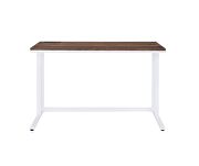 Walnut top & white finish metal open base desk w/ usb port by Acme additional picture 6