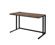 Walnut top & black finish metal open base desk w/ usb port additional photo 3 of 4
