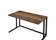 Walnut top & black finish metal open base desk w/ usb port additional photo 4 of 4