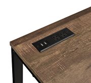 Walnut top & black finish metal open base desk w/ usb port additional photo 5 of 4