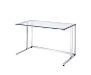 Clear top & chrome finish metal open base desk w/ usb port by Acme additional picture 3