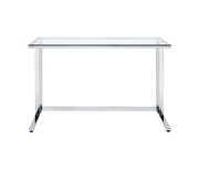 Clear top & chrome finish metal open base desk w/ usb port by Acme additional picture 5