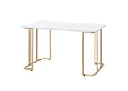 White rectangle top and clean-lined metal sled base writing desk by Acme additional picture 2