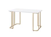 White rectangle top and clean-lined metal sled base writing desk additional photo 2 of 3