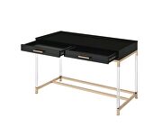 Rich black rectangular top and gold finish metal frame desk by Acme additional picture 3