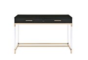 Rich black rectangular top and gold finish metal frame desk by Acme additional picture 5