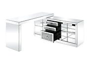 Clear glass mirrored & faux diamonds true glam-lux feel desk by Acme additional picture 4
