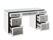 Tempered glass with spectacular faux diamond inlays office desk by Acme additional picture 3