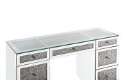 Tempered glass with spectacular faux diamond inlays office desk by Acme additional picture 4