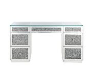 Tempered glass with spectacular faux diamond inlays office desk by Acme additional picture 5
