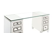 Mirrored & faux diamonds contemporary clear silhouette writing desk by Acme additional picture 4