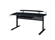 Black finish sleek-lined metal frame gaming table with led light by Acme additional picture 4