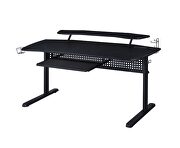 Black finish sleek-lined metal frame gaming table with led light by Acme additional picture 5