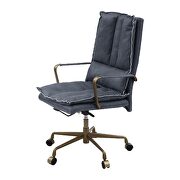 Gray top grain leather padded seat & back office chair by Acme additional picture 2