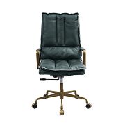 Dark green top grain leather padded seat & back office chair by Acme additional picture 2