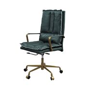 Dark green top grain leather padded seat & back office chair by Acme additional picture 3