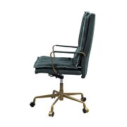 Dark green top grain leather padded seat & back office chair by Acme additional picture 4