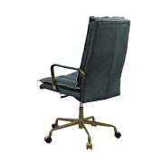 Dark green top grain leather padded seat & back office chair by Acme additional picture 5
