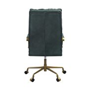 Dark green top grain leather padded seat & back office chair by Acme additional picture 6