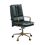 Dark green top grain leather padded seat & back office chair by Acme additional picture 7