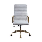 Vintage white top grain leather adjustable office chair by Acme additional picture 2