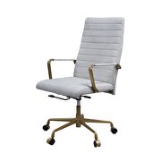 Vintage white top grain leather adjustable office chair by Acme additional picture 3