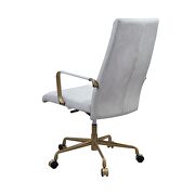 Vintage white top grain leather adjustable office chair by Acme additional picture 5