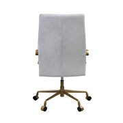 Vintage white top grain leather adjustable office chair by Acme additional picture 6