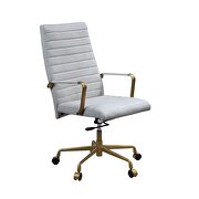Vintage white top grain leather adjustable office chair by Acme additional picture 7
