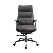 Gray top grain leather padded seat & back executive office chair by Acme additional picture 2