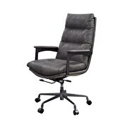 Gray top grain leather padded seat & back executive office chair by Acme additional picture 3