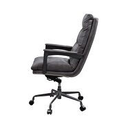 Gray top grain leather padded seat & back executive office chair by Acme additional picture 4