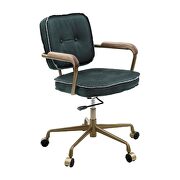 Emerald green top grain leather padded seat & back swivel office chair by Acme additional picture 2