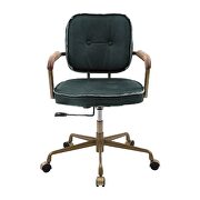 Emerald green top grain leather padded seat & back swivel office chair by Acme additional picture 4